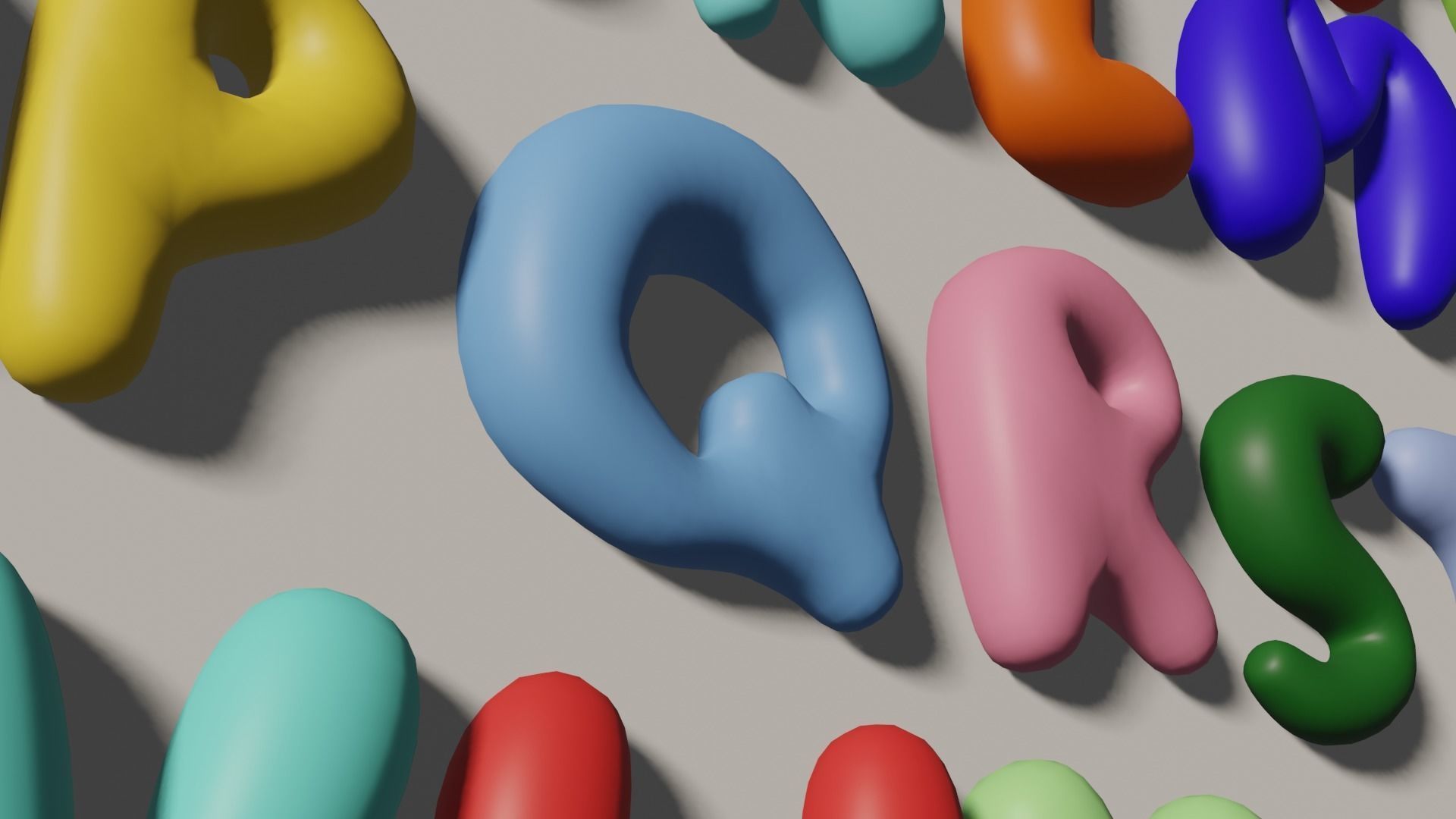 Cartoony letters numbers low poly  Low-poly 3D model_8