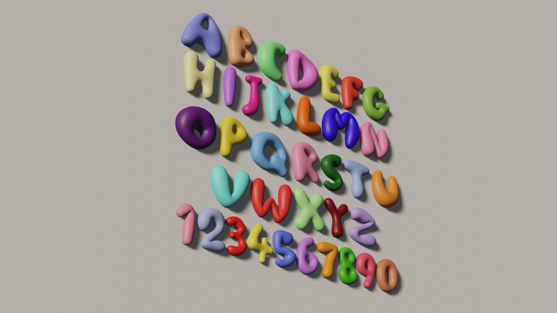 Cartoony letters numbers low poly  Low-poly 3D model_7