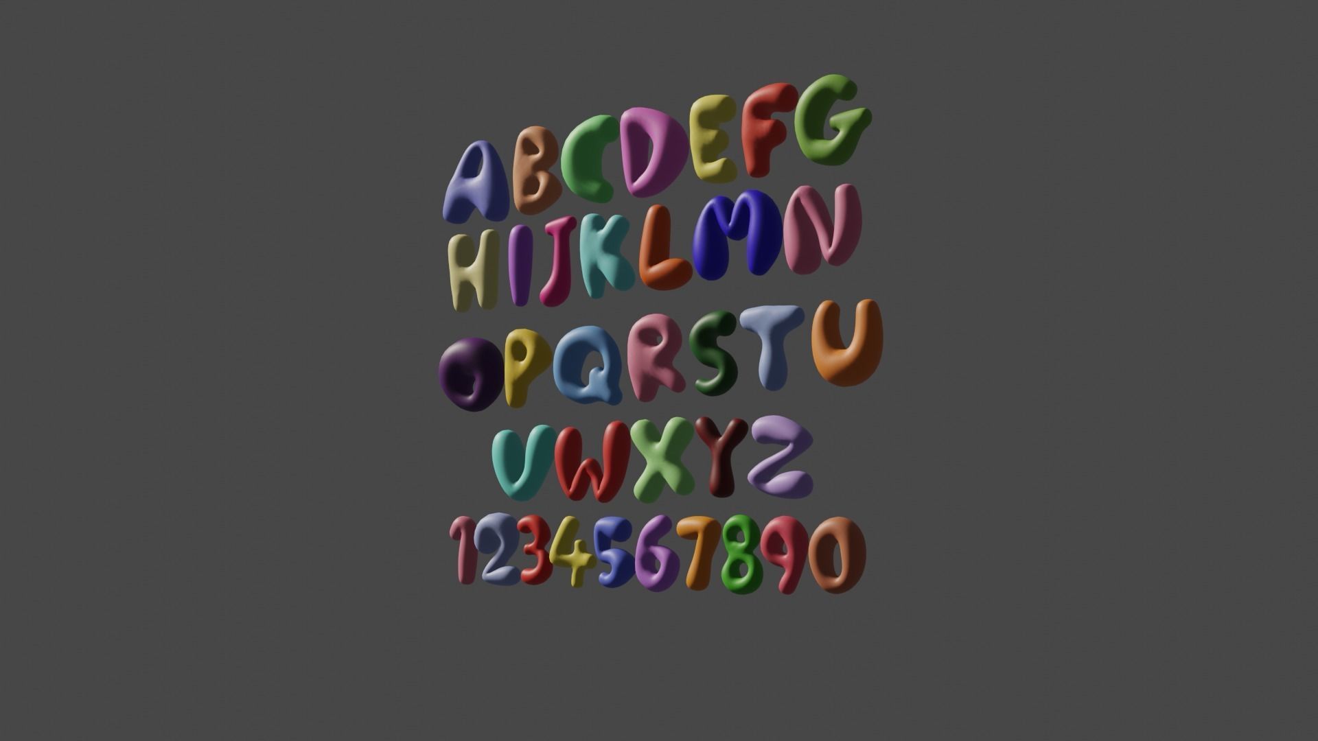 Cartoony letters numbers low poly  Low-poly 3D model_4