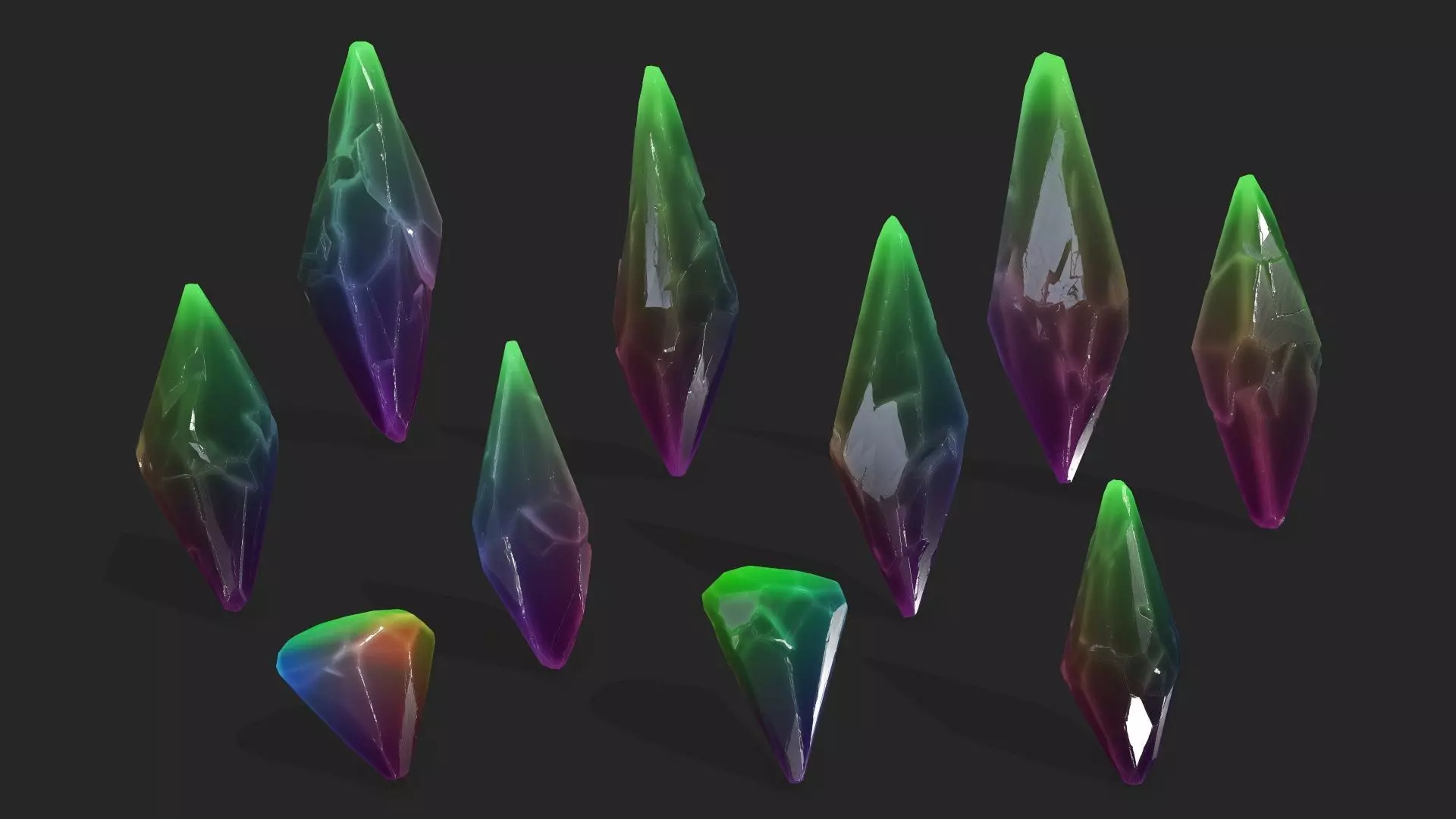 crystal set Low-poly 3D model_0