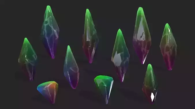 crystal set Low-poly 3D model