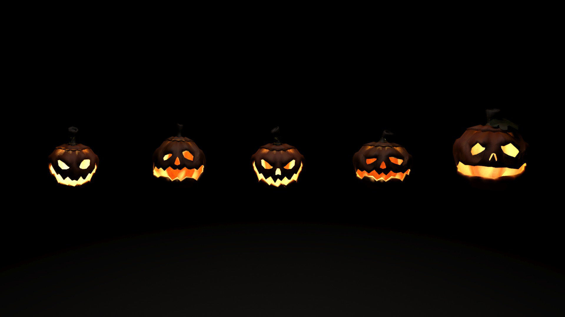 Halloween carved pumpkins Low-poly 3D model_1