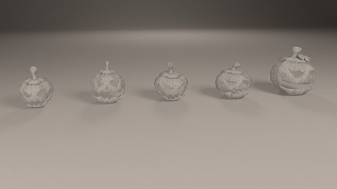 Halloween carved pumpkins Low-poly 3D model 5