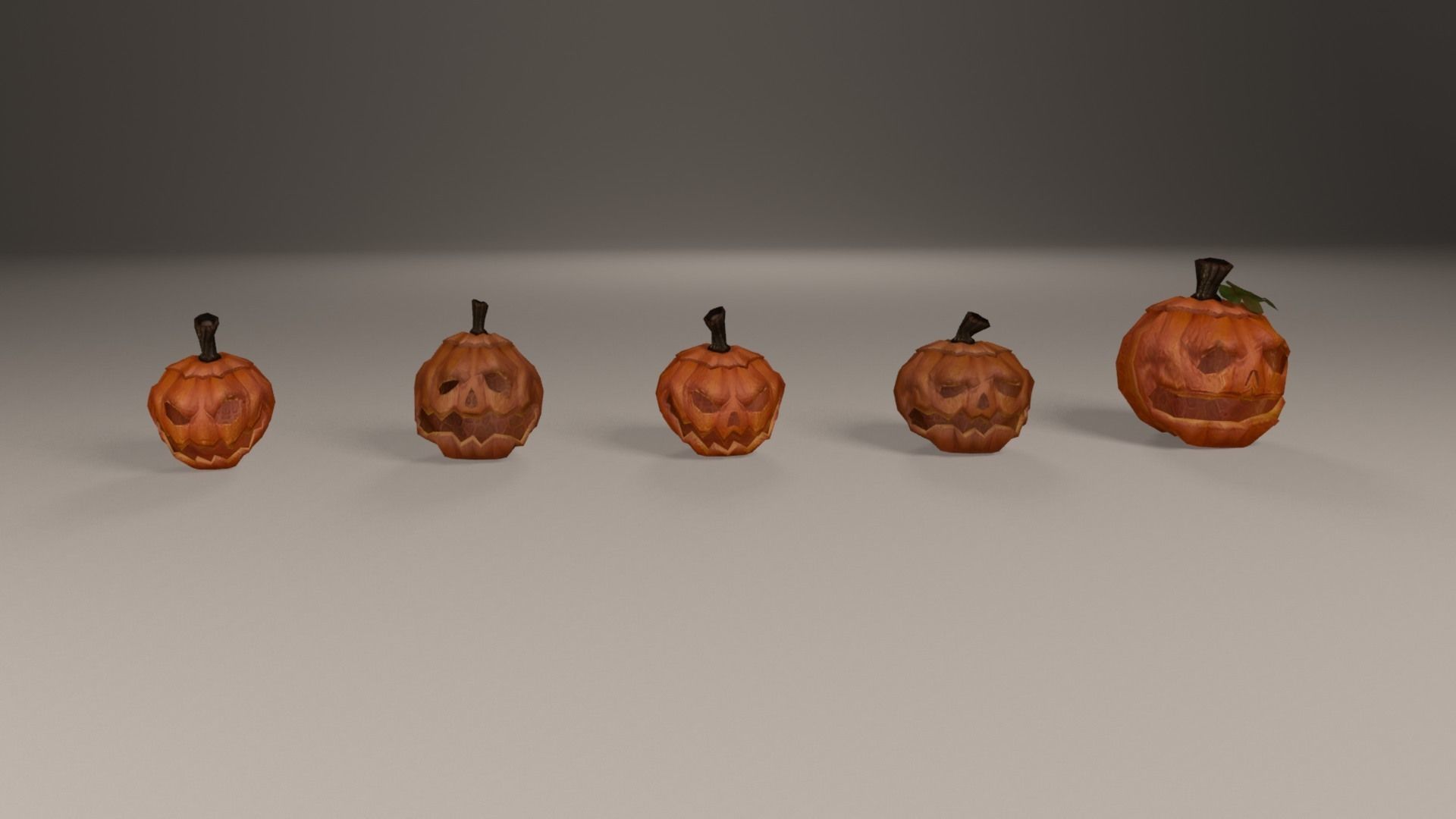 Halloween carved pumpkins Low-poly 3D model_6