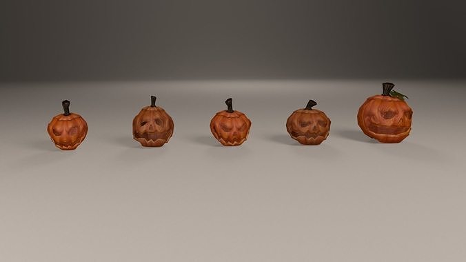 Halloween carved pumpkins Low-poly 3D model 7