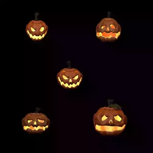 Halloween carved pumpkins Low-poly 3D model