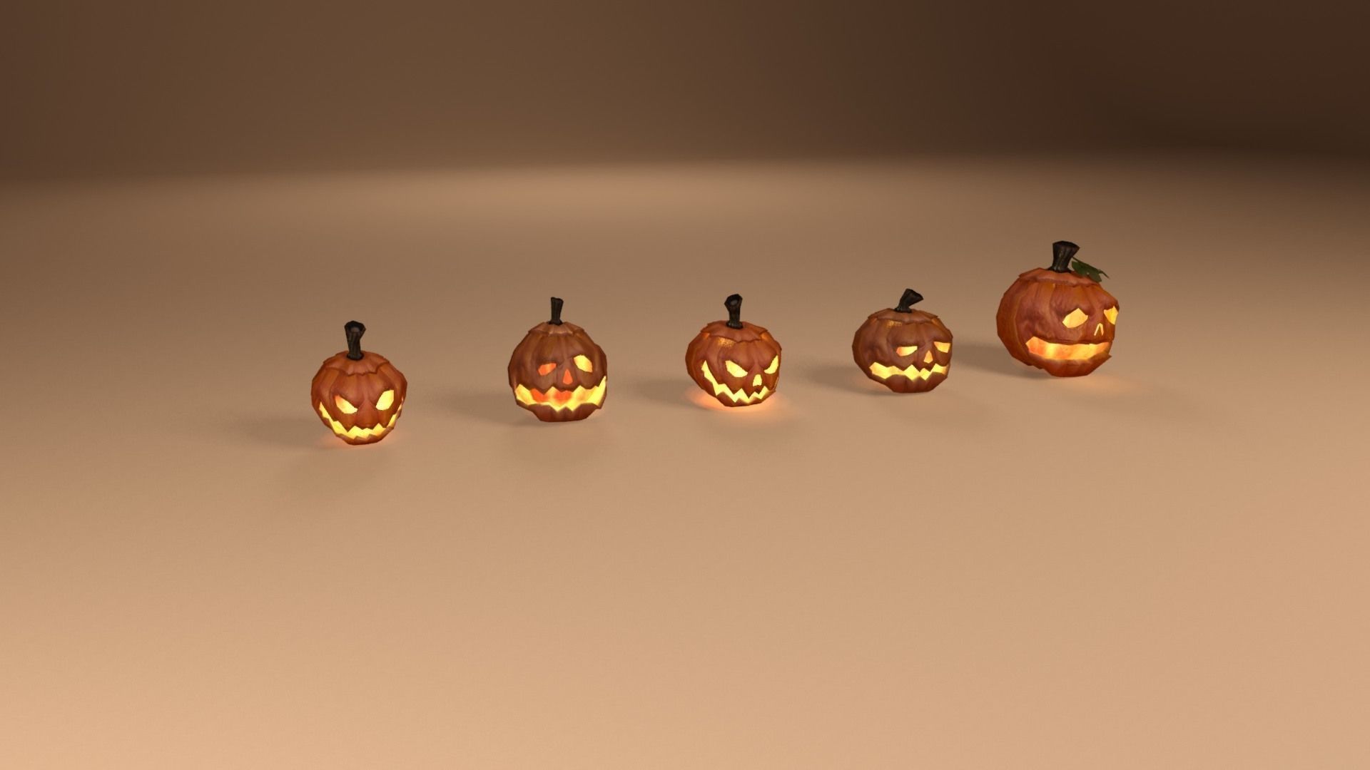 Halloween carved pumpkins Low-poly 3D model_3