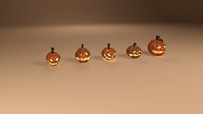 Halloween carved pumpkins Low-poly 3D model 4