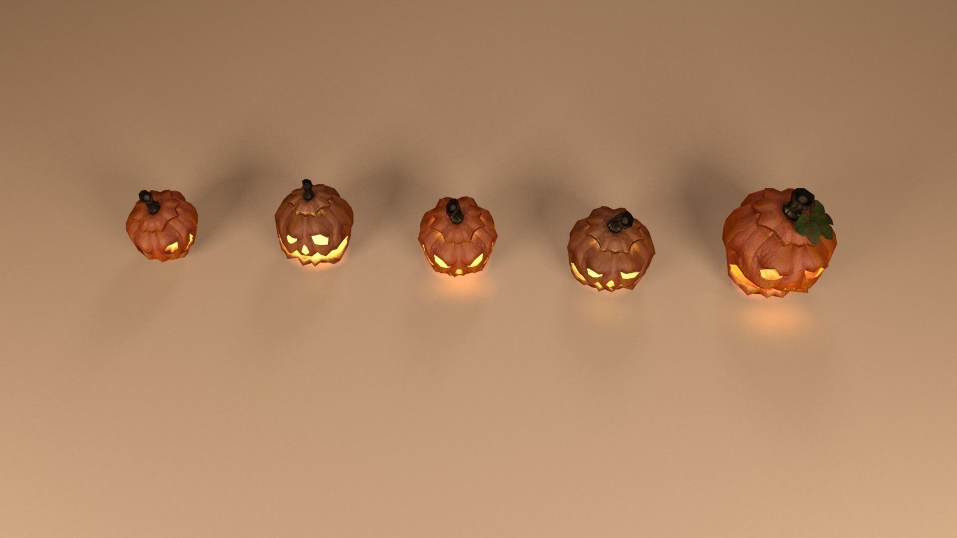 Halloween carved pumpkins Low-poly 3D model_8