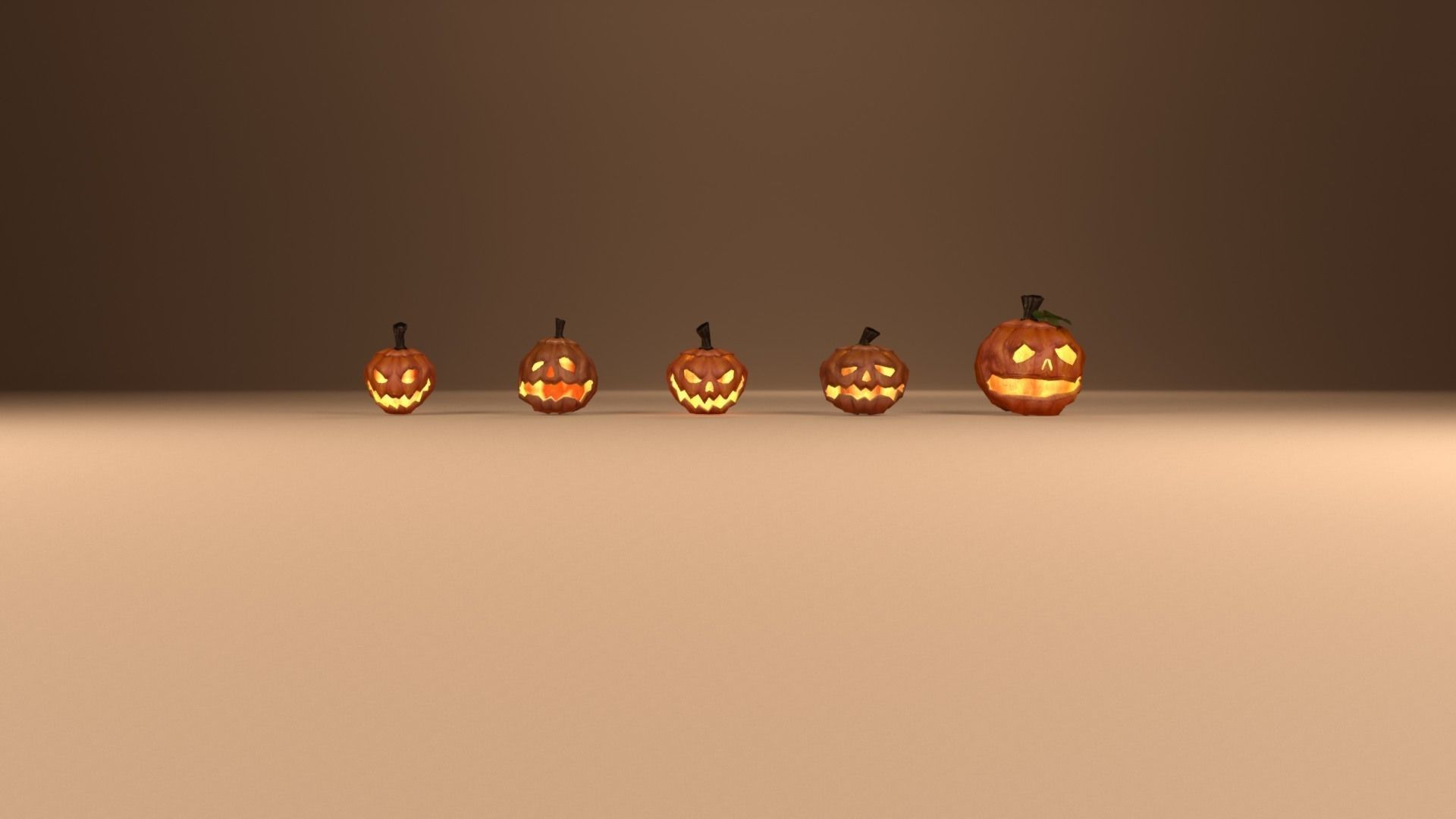 Halloween carved pumpkins Low-poly 3D model_10