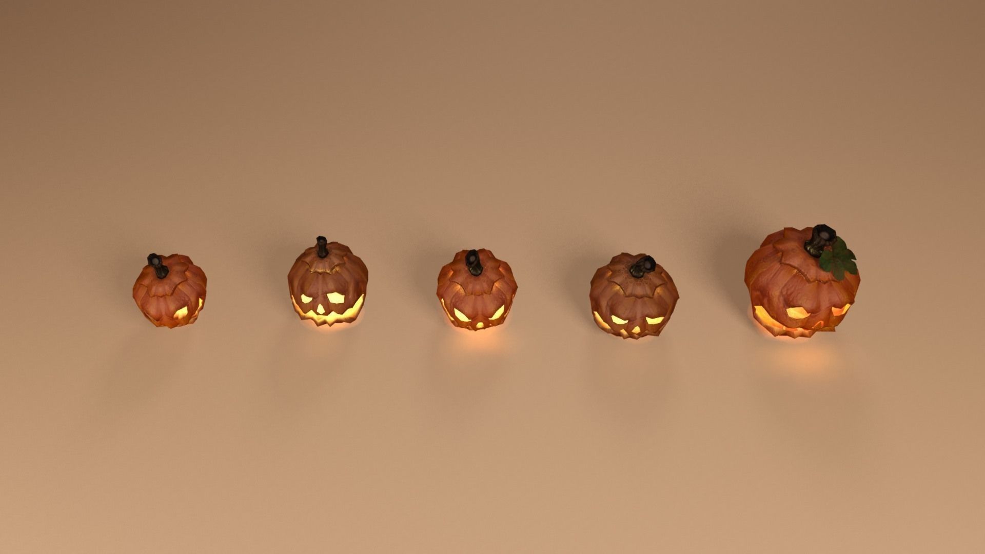 Halloween carved pumpkins Low-poly 3D model_12