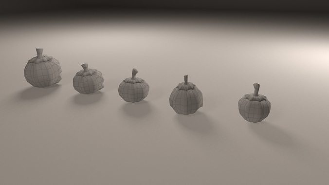 Halloween carved pumpkins Low-poly 3D model 6