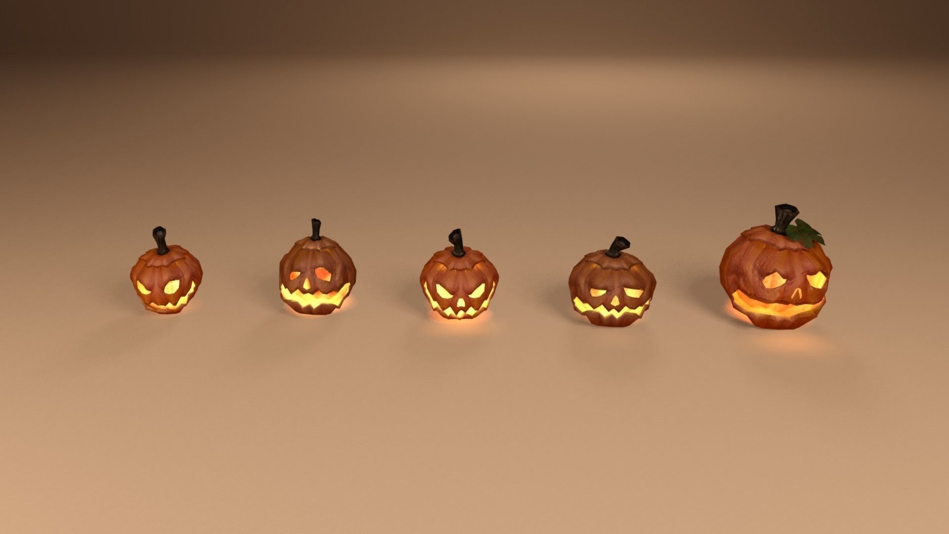 Halloween carved pumpkins Low-poly 3D model_13