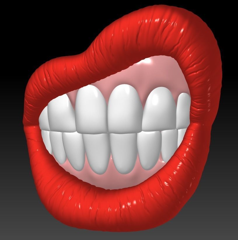 LIPS W TEETH DECOR 3D print model_4