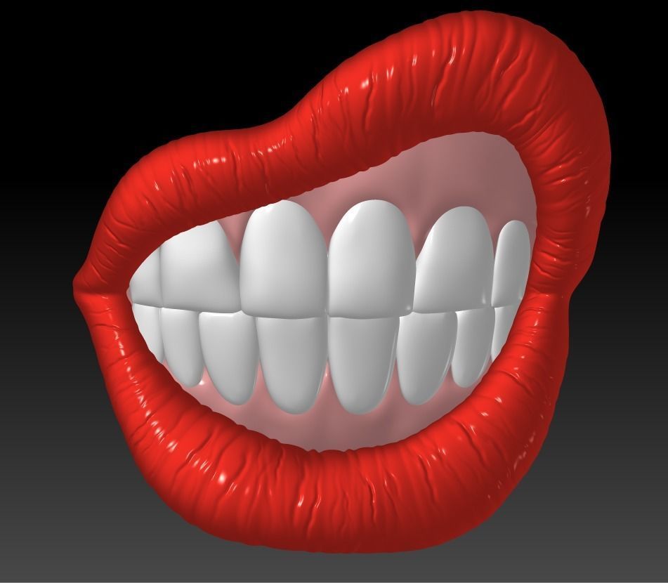 LIPS W TEETH DECOR 3D print model_5
