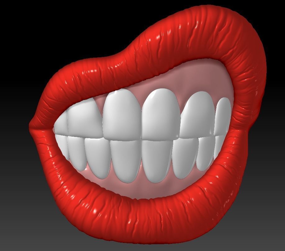 LIPS W TEETH DECOR 3D print model_2