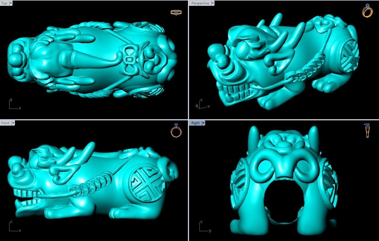 Pixiu Bracelet - Unicorn bracelet - N628 3D print model_7