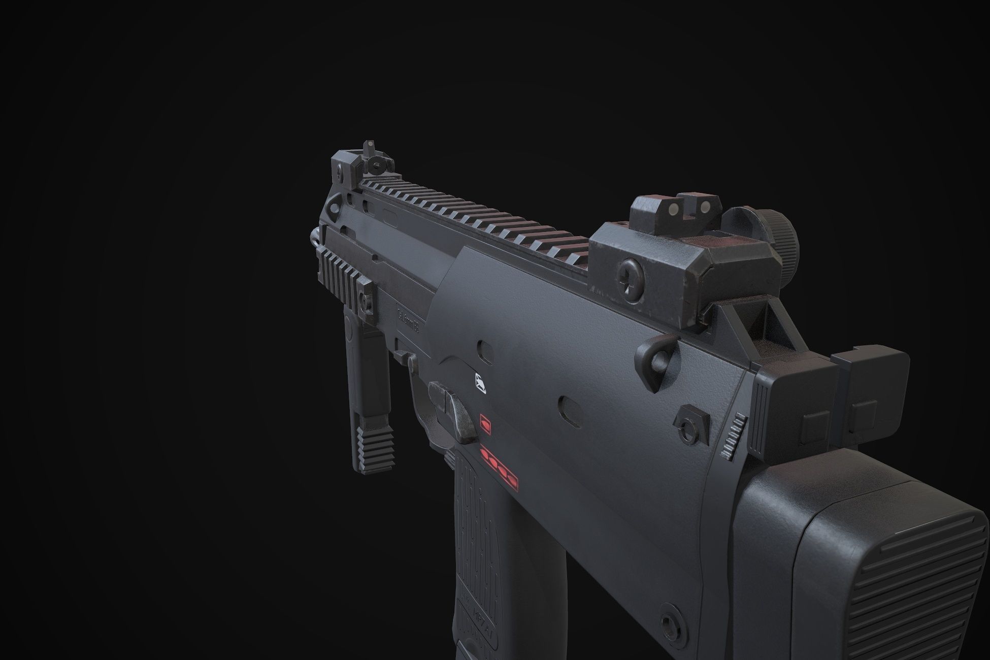MP7A1 gun Low-poly 3D model_8
