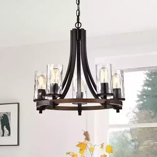 Davina Light Shaded Wagon Wheel Chandelier