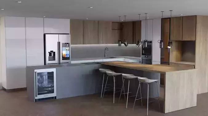 cocina integral muebles y electros componente dinamico sketchup  3D model