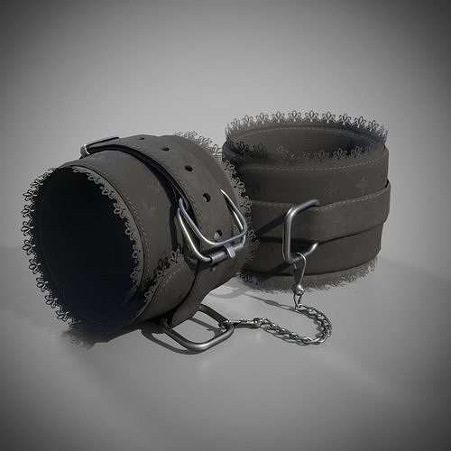 Black fabric hand cuffs bondage Low-poly 3D model