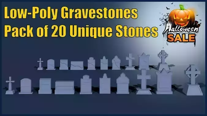 Grave Stones Pack Low-Poly