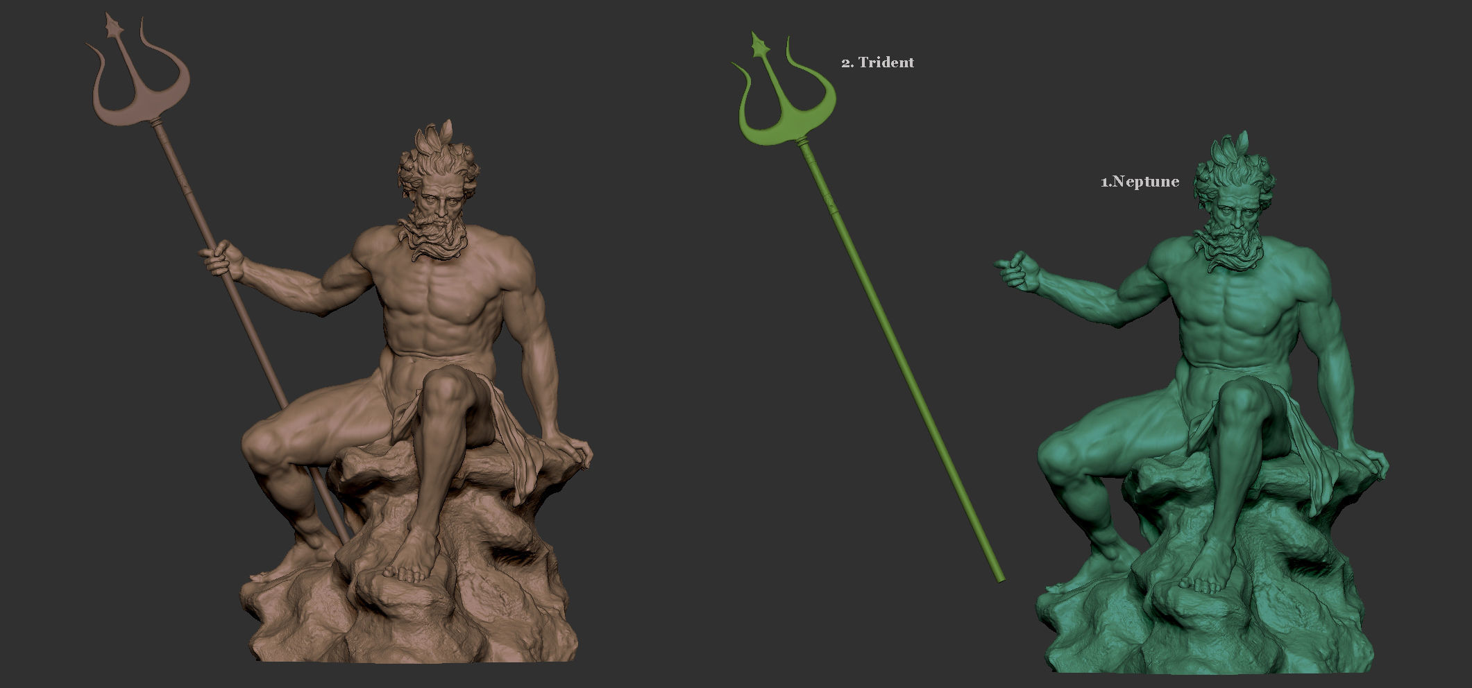 Neptune Sculpture 3D print model_2