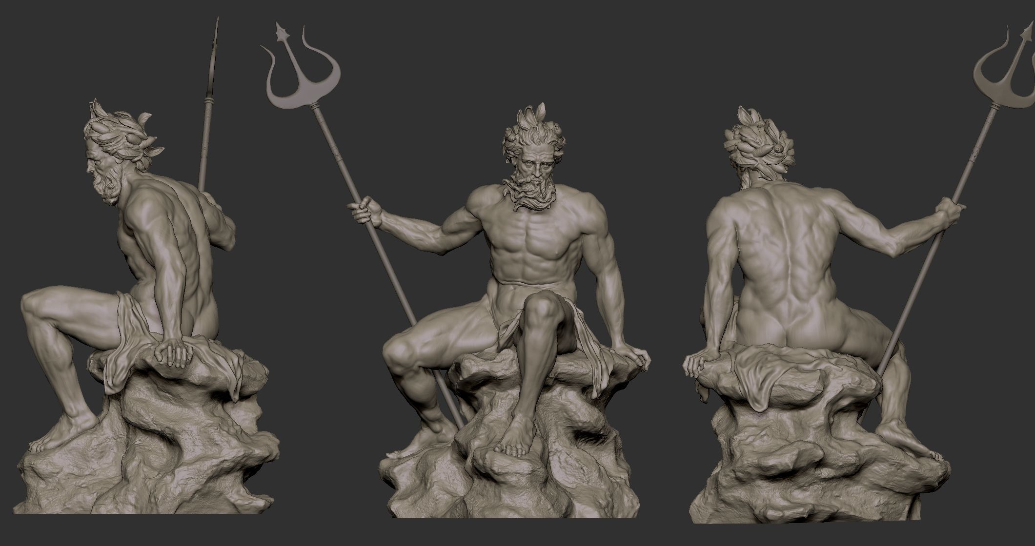 Neptune Sculpture 3D print model_3