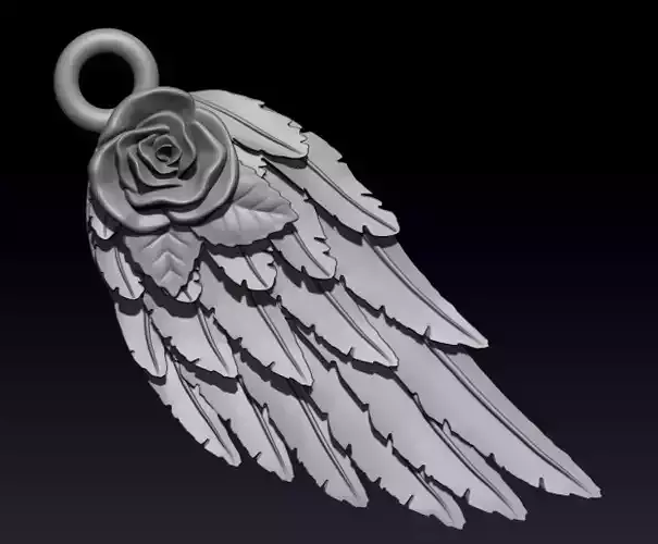 wing and rose pendant
