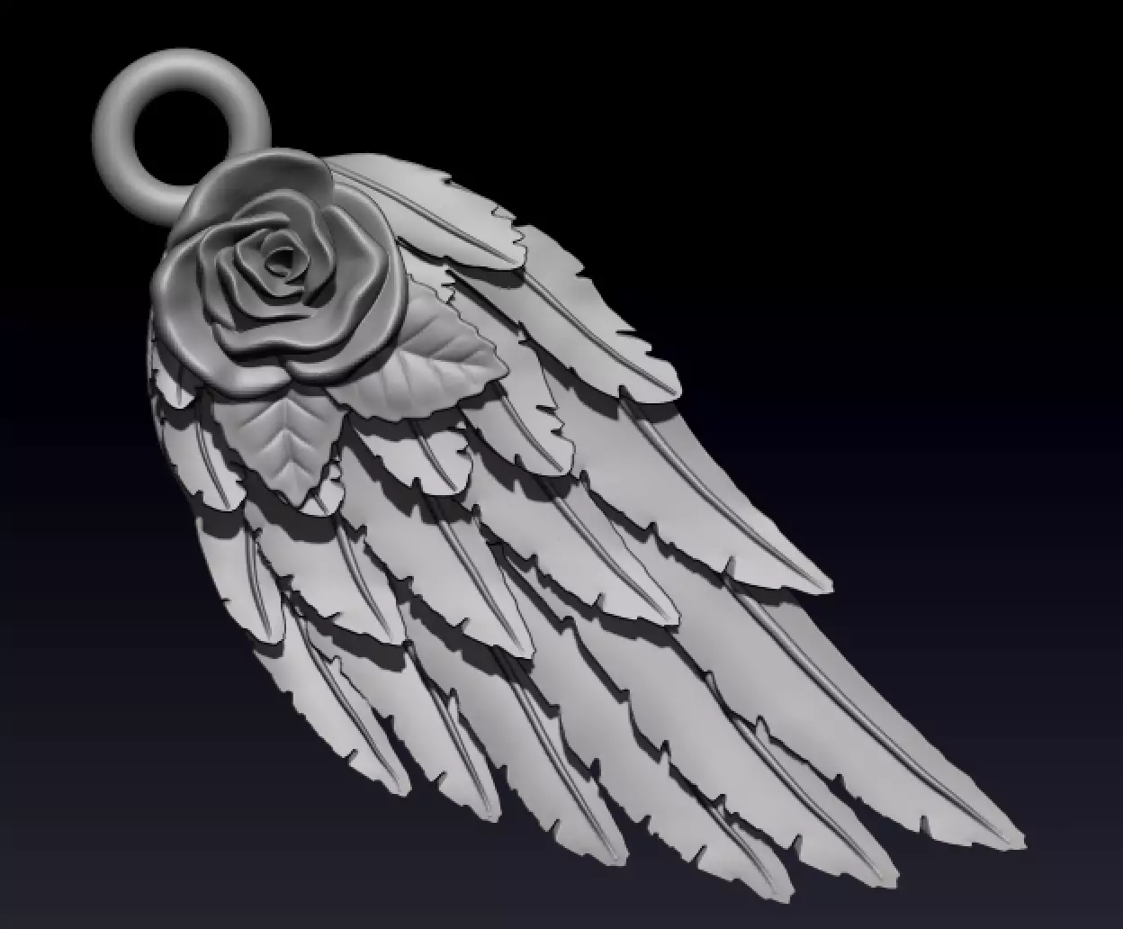 wing and rose pendant 3D print model