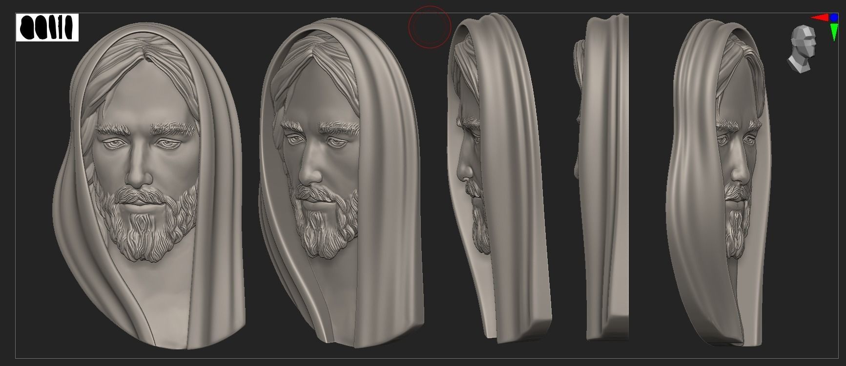 Jesus Head pendant 3D print model_1