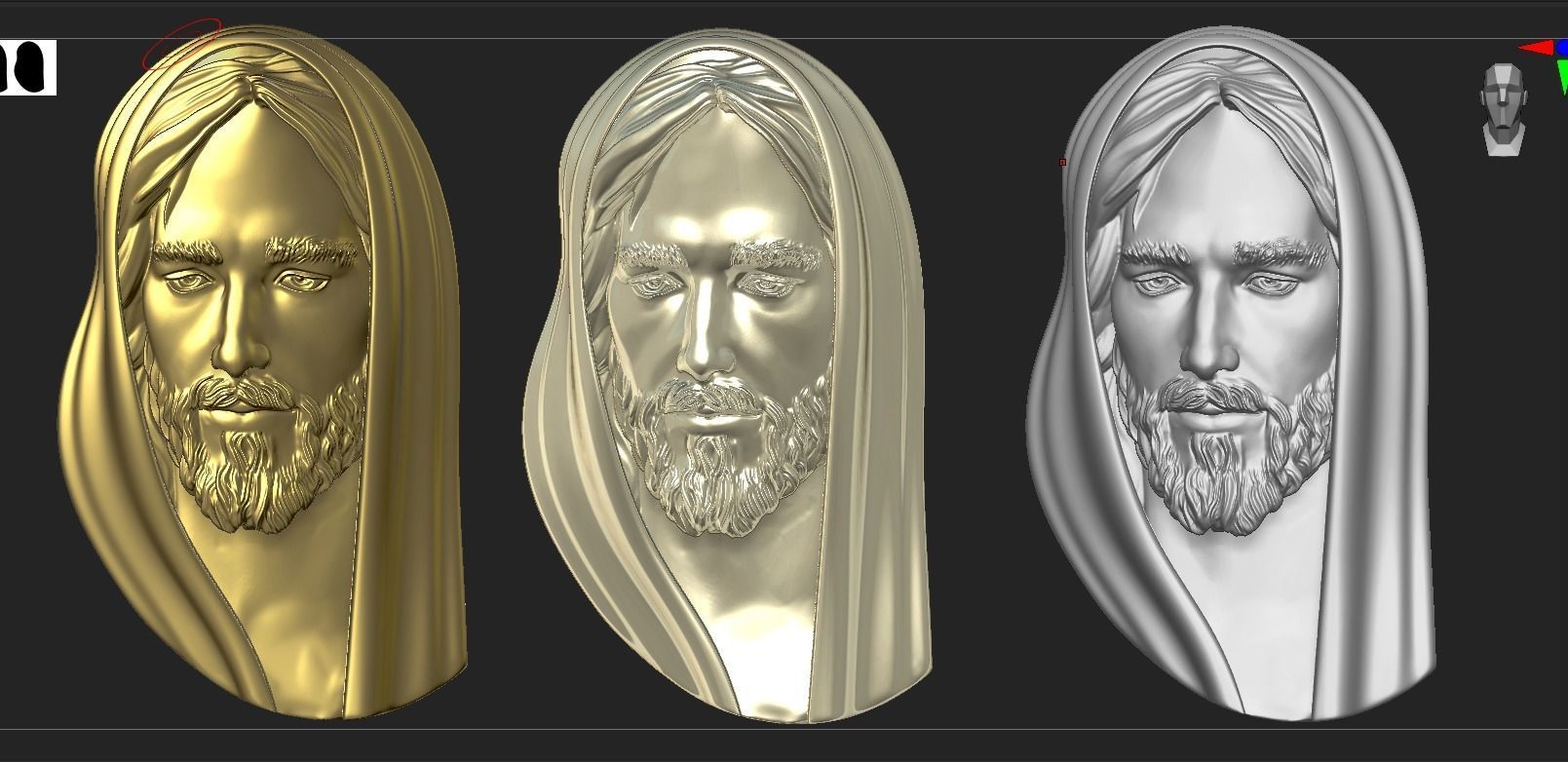 Jesus Head pendant 3D print model_6