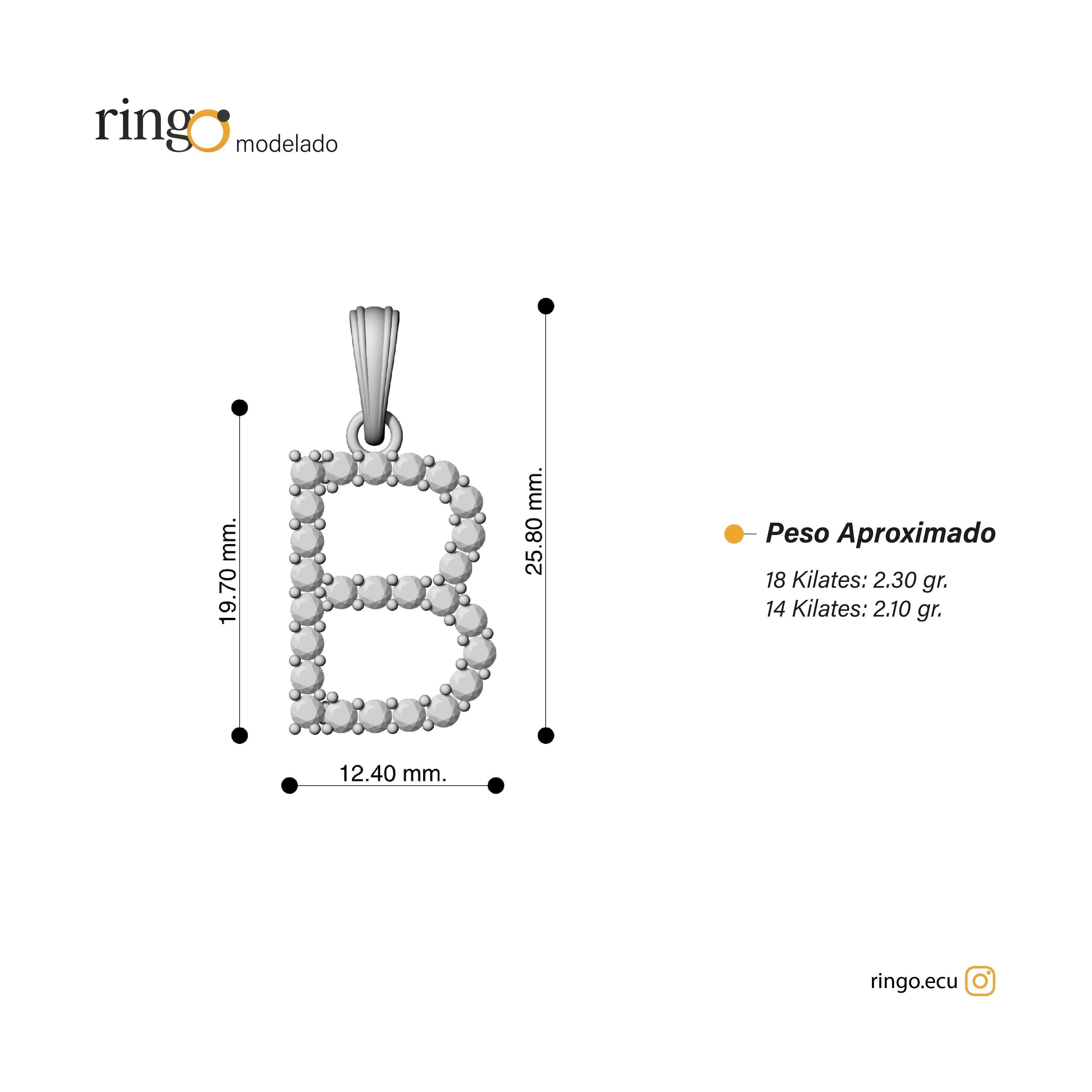 Letter Pendant Tennis B 3D print model_1