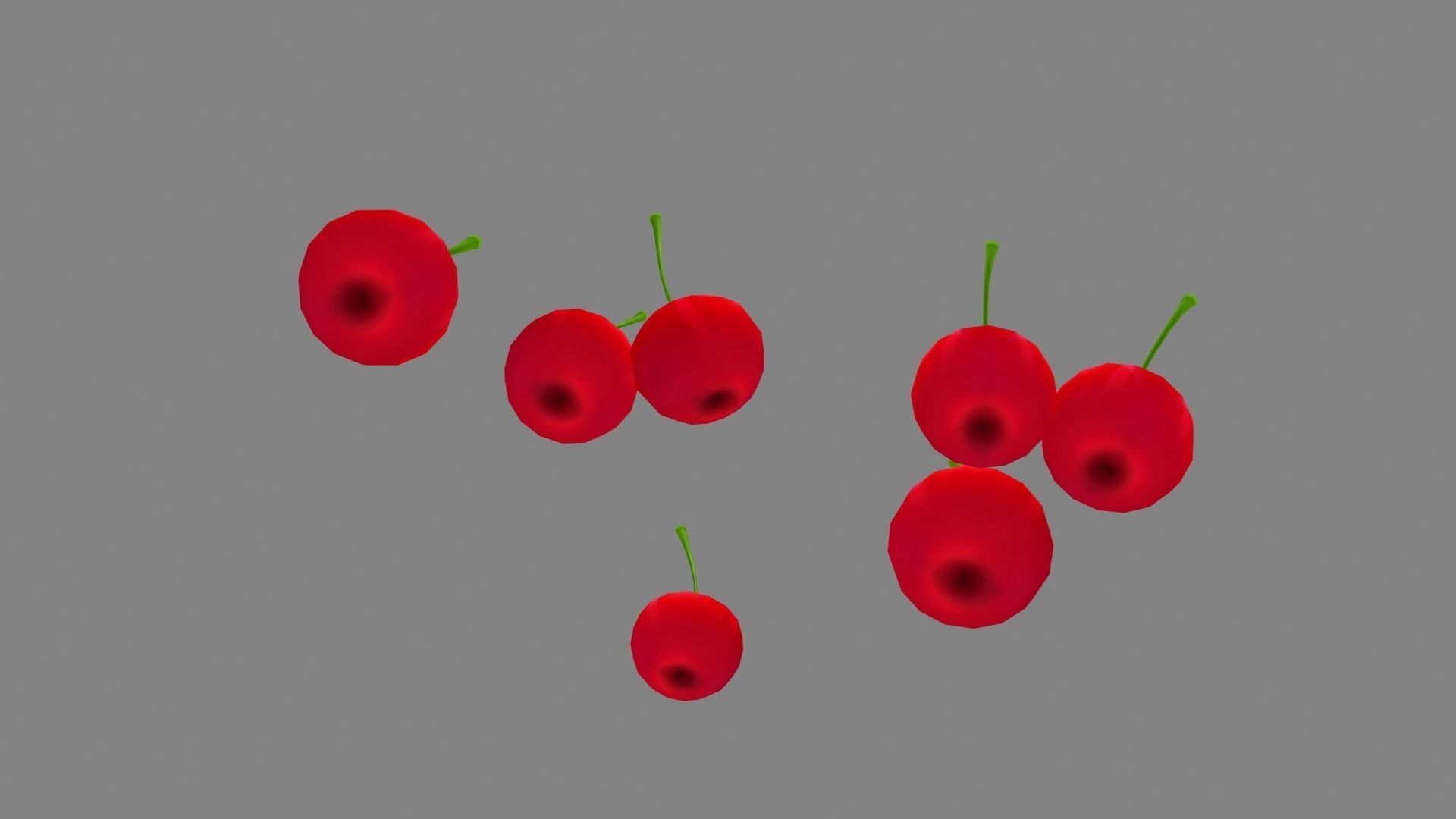 Cartoon cherries - fruit Low-poly 3D model_3