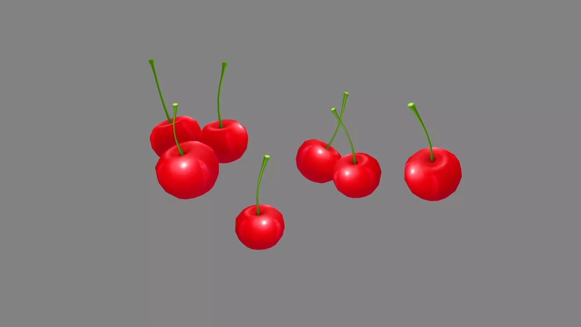 Cartoon cherries - fruit Low-poly 3D model_0