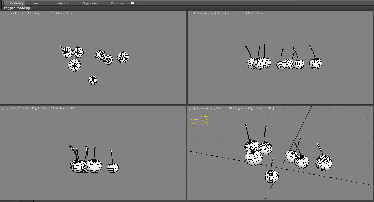 Cartoon cherries - fruit Low-poly 3D model_6