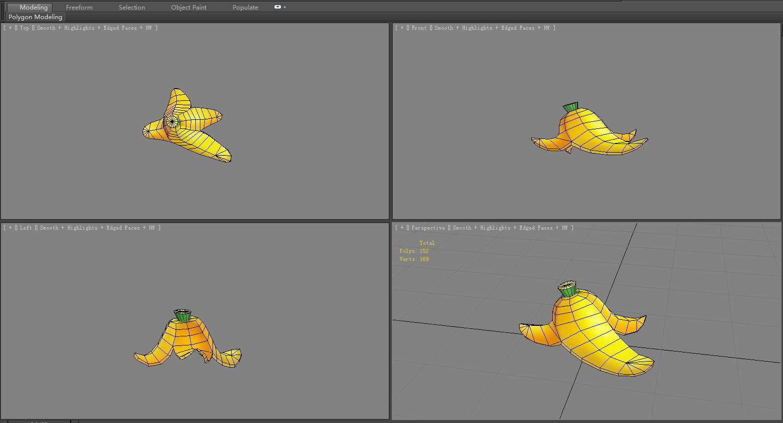 Cartoon banana peel Low-poly 3D model_4