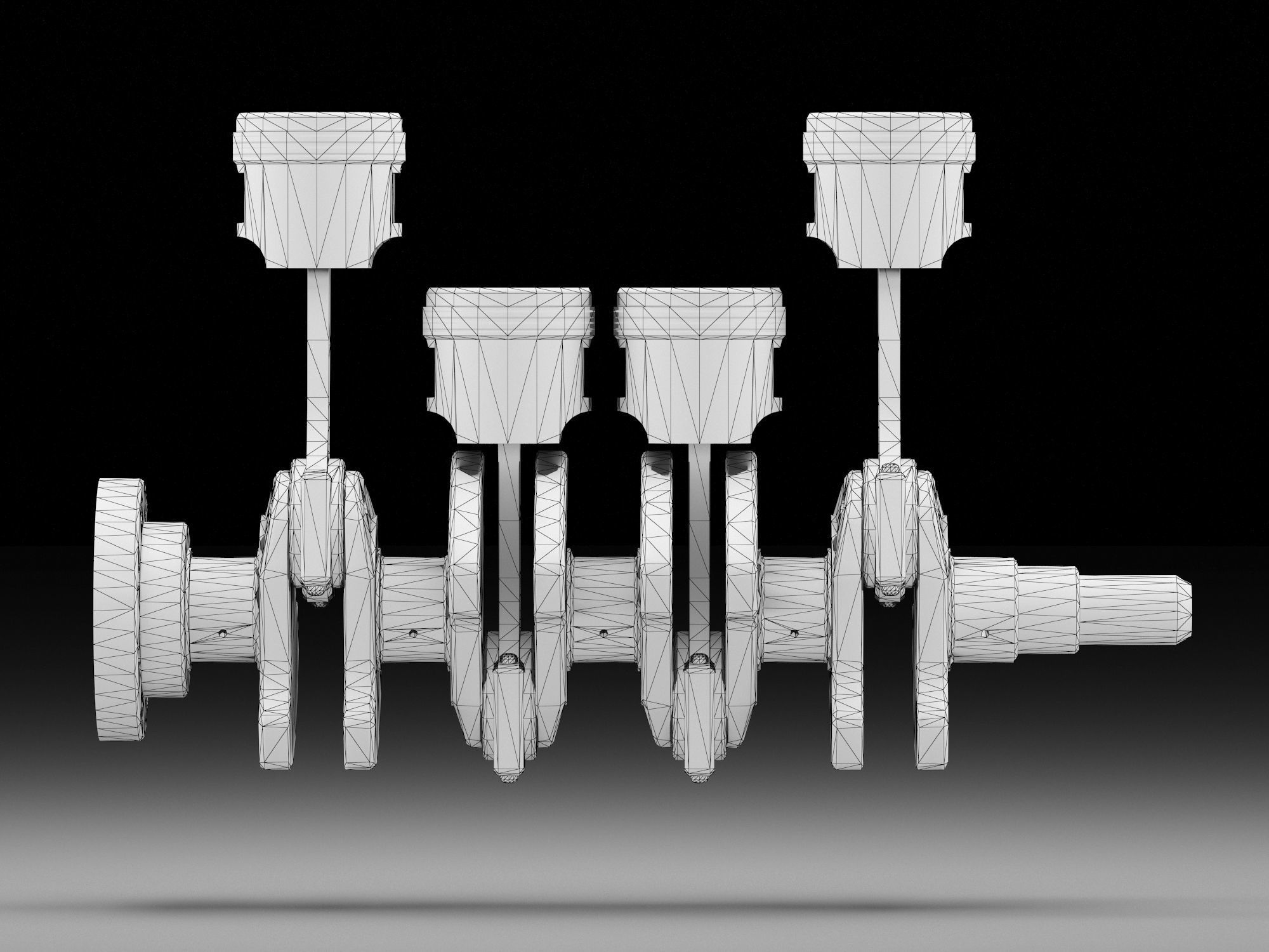 4 cylinder inline engine pistons camshaft Low-poly 3D model_12