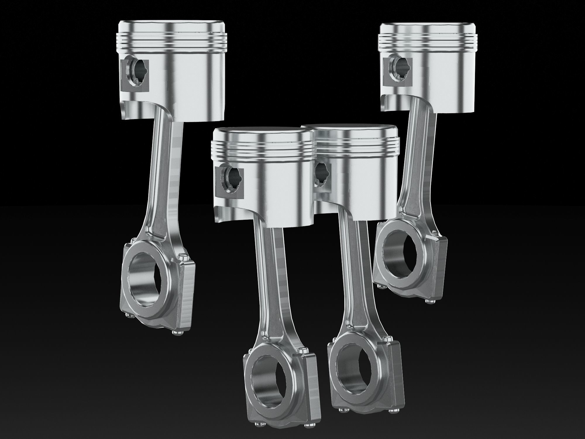 4 cylinder inline engine pistons camshaft Low-poly 3D model_8