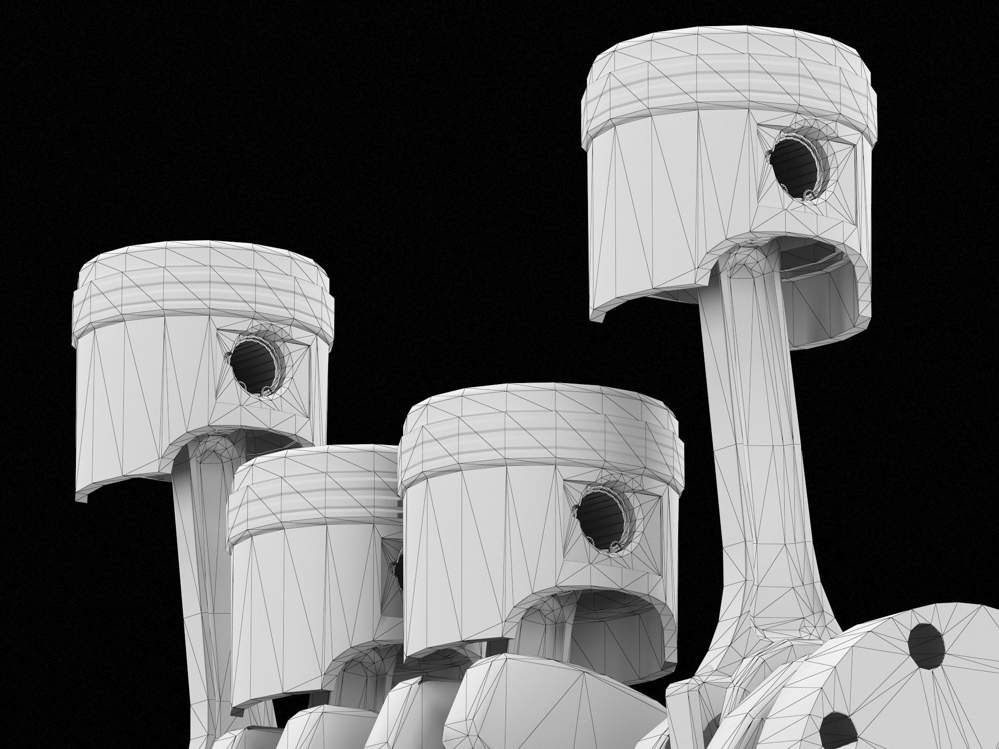 4 cylinder inline engine pistons camshaft Low-poly 3D model_14