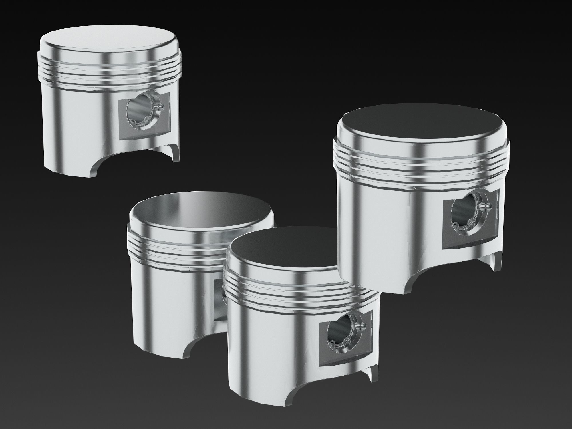 4 cylinder inline engine pistons camshaft Low-poly 3D model_10