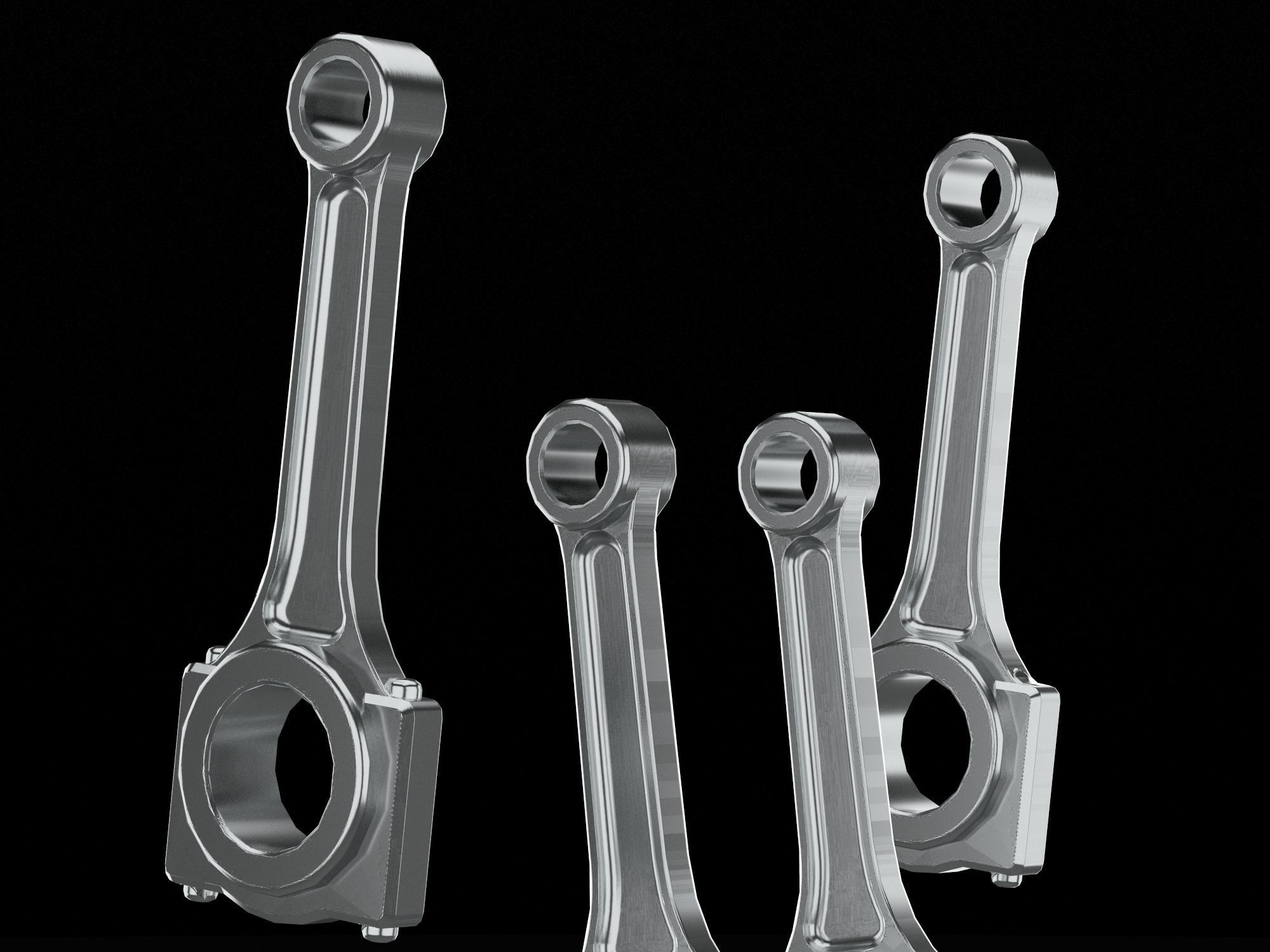 4 cylinder inline engine pistons camshaft Low-poly 3D model_11