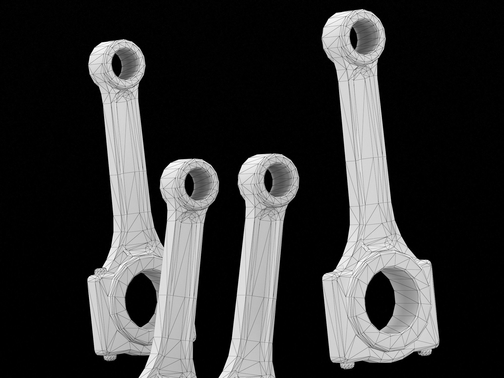 4 cylinder inline engine pistons camshaft Low-poly 3D model_15