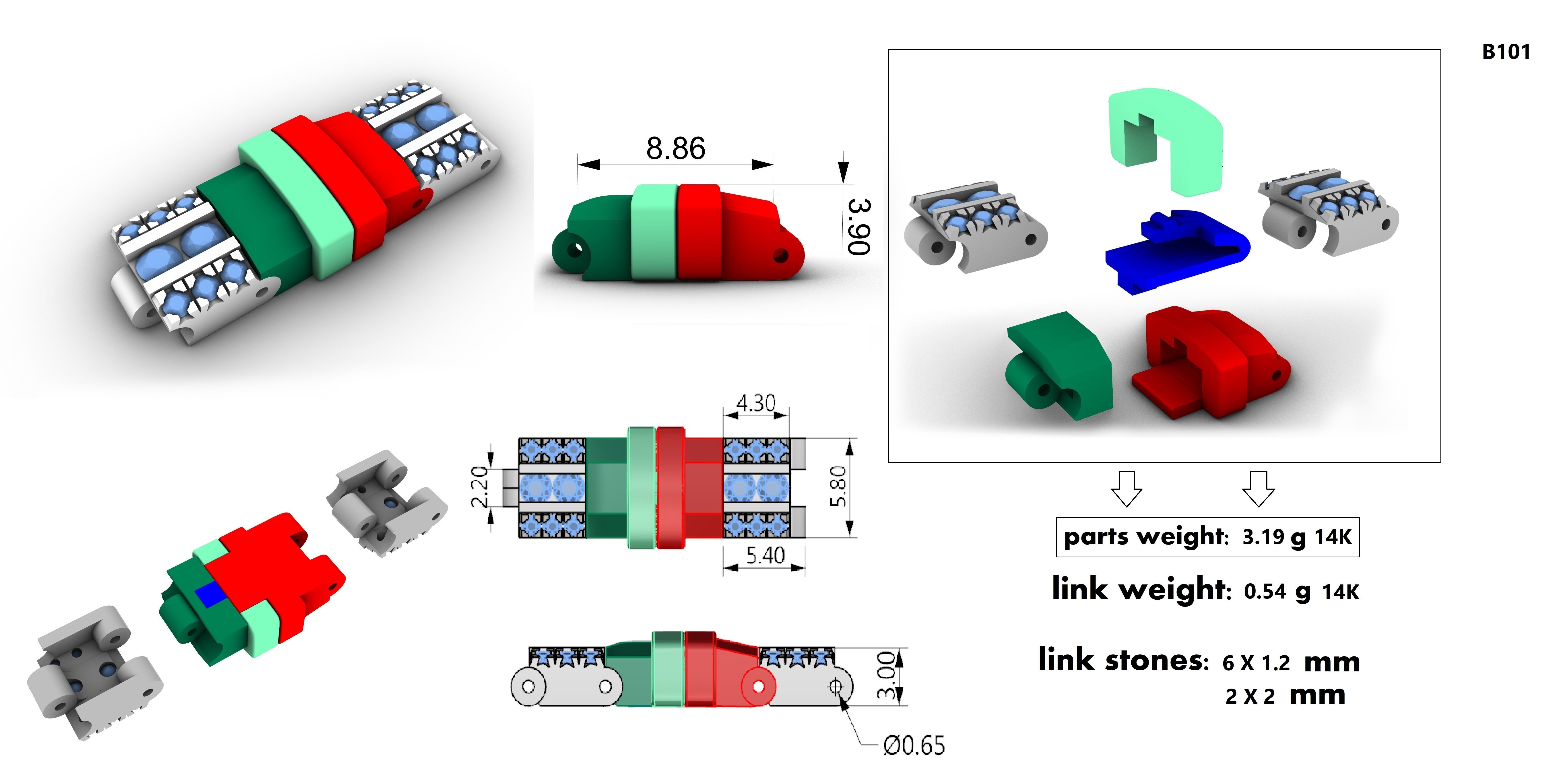 Links And Parts Bracelet 3D print model_1