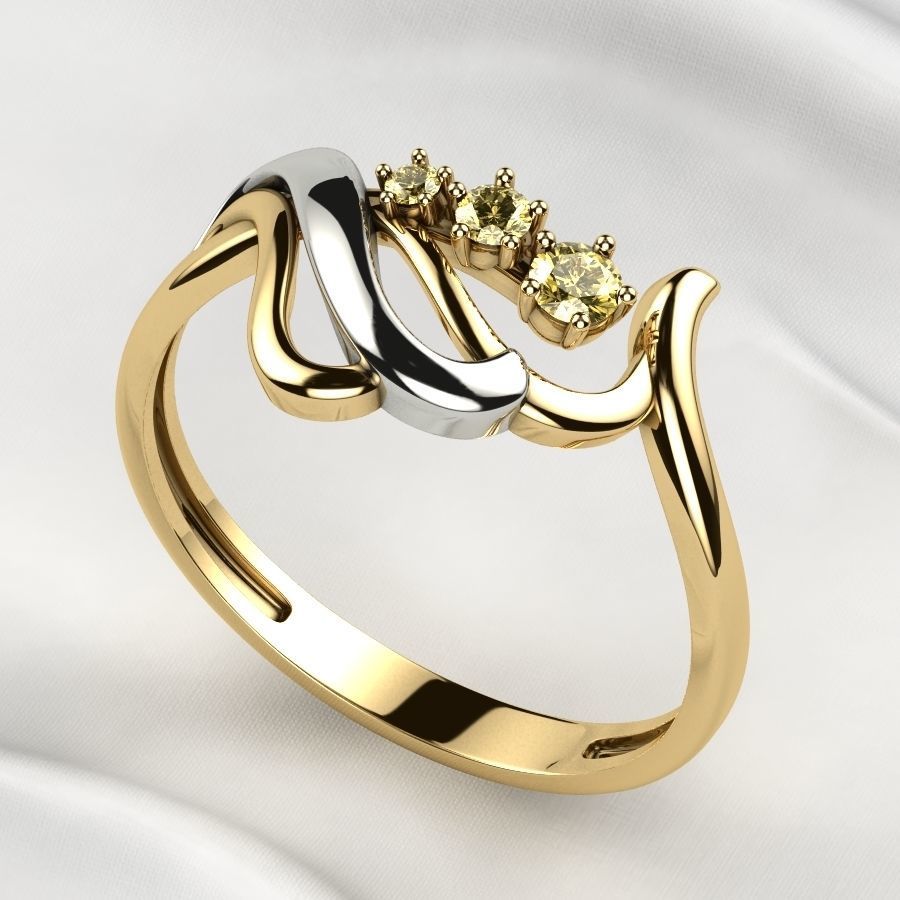 Rhodium Plating Gold Ring 3D print model_3