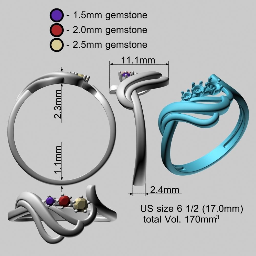 Rhodium Plating Gold Ring 3D print model_21