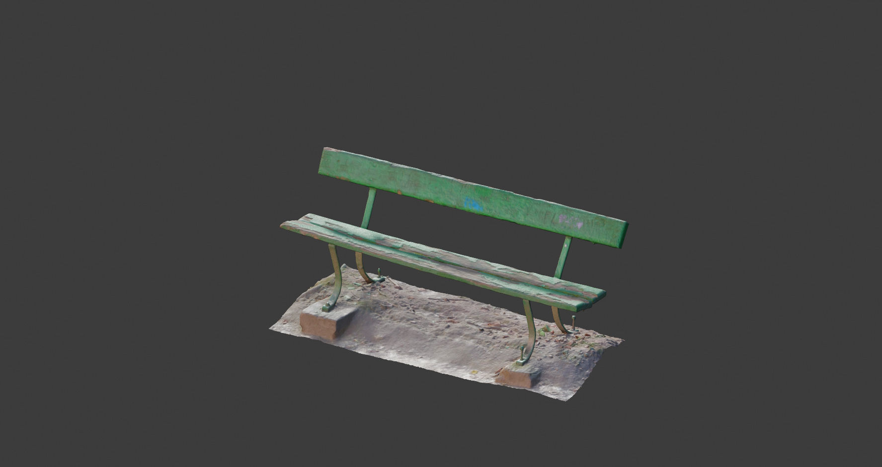 Old bench 3D model Photoscan processed Low-poly 3D model_14