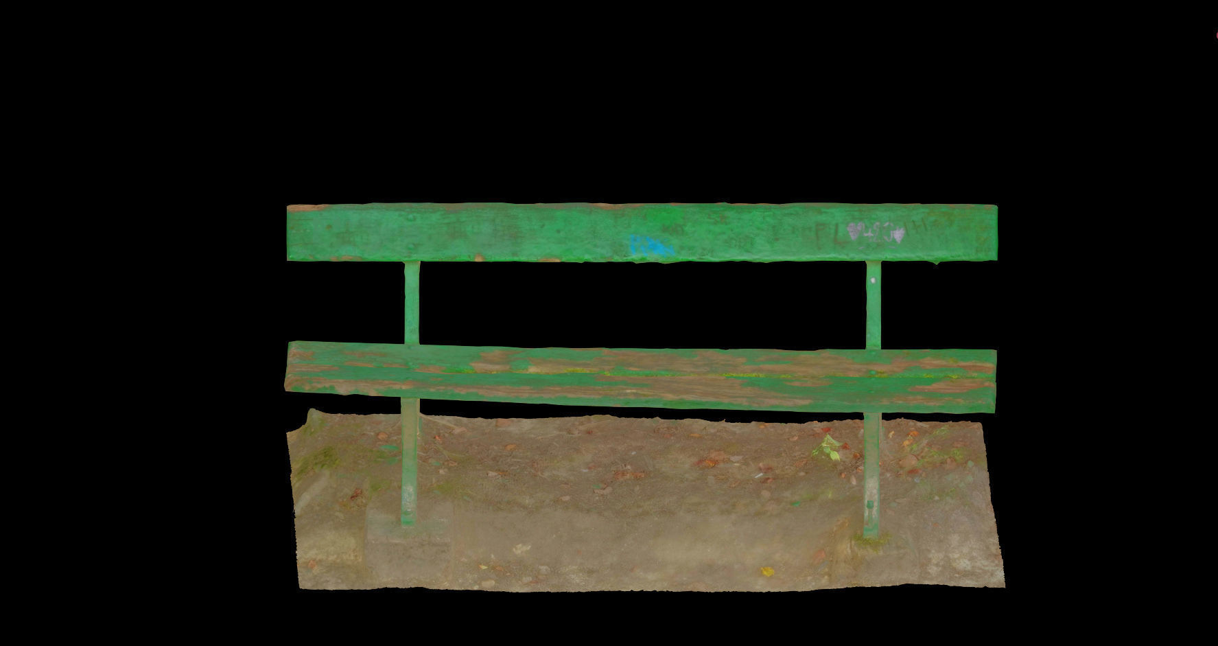 Old bench 3D model Photoscan processed Low-poly 3D model_4