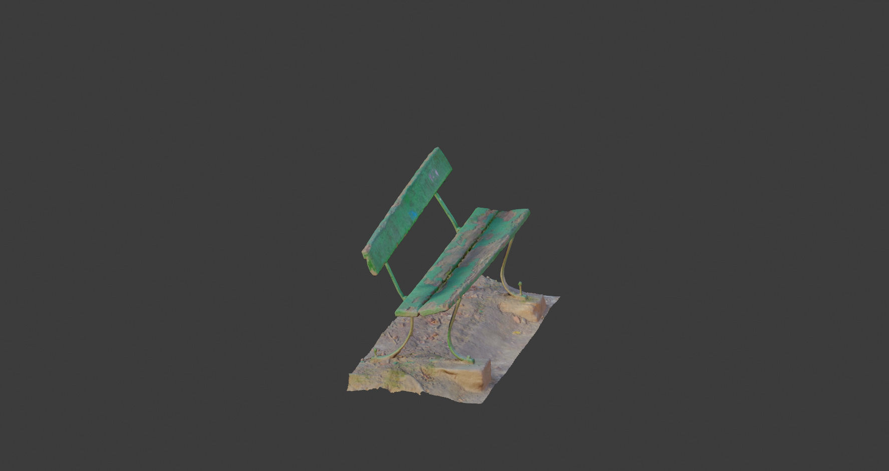 Old bench 3D model Photoscan processed Low-poly 3D model_6