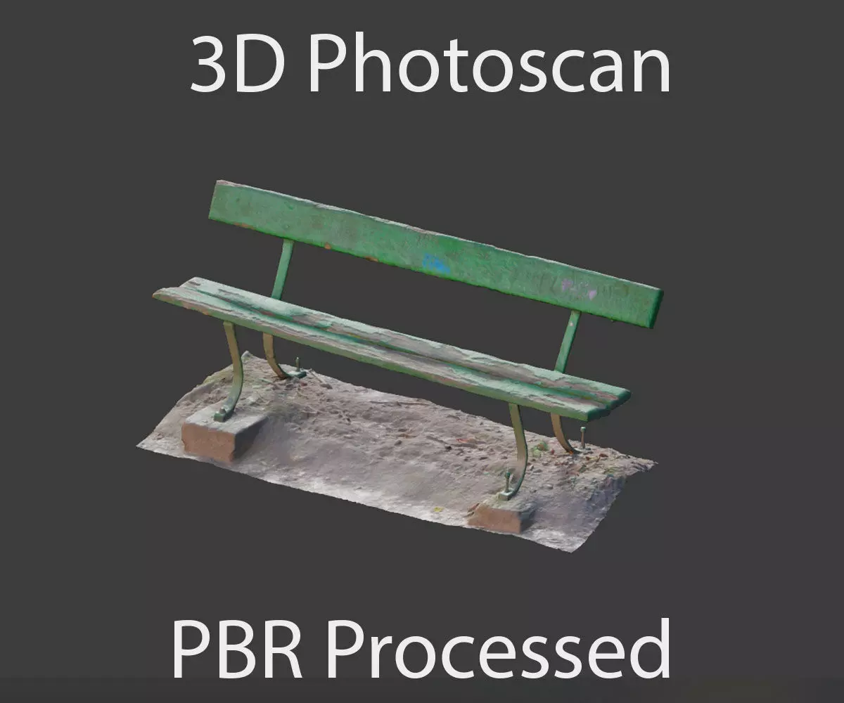 Old bench 3D model Photoscan processed Low-poly 3D model_0